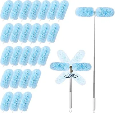 Produktbild von 210 cm Staubwedel-Teleskop, 360° biegbares Staubwedel mit 25 Nachfüllpackungen, Staubmagnet, ausziehbar für Swiffer