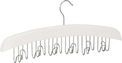 Immagine prodotto di 4 ganci porta-cinture da armadio, ganci per 12 cinture, ganci girevoli a 360°, legno di loto, 17,5 x 43 x 5,5 cm, bianco/argento