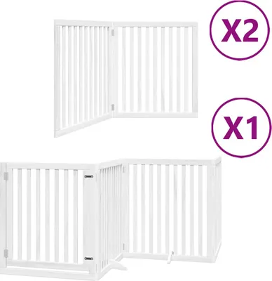 Immagine prodotto di vidaXL Cancelletto per cani a 8 pezzi con porta Pieghevole Bianco 640 cm Legno di pioppo
