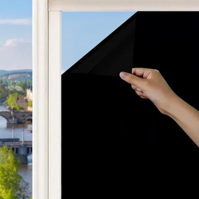 Undurchsichtige schwarze Fensterverdunkelungsfolie - Selbstklebend - Anti-UV - 30 x 400 cm