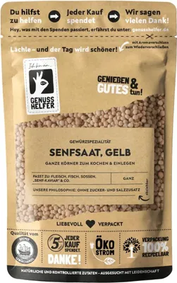 Produktbild von Senfkörner gelb, ganz, Senfsaat mit nussigem Geschmack, perfekt zum Kochen oder Einlegen von Gemüse, 150g