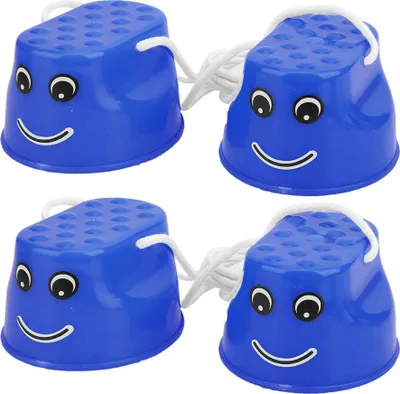 Immagine prodotto di 2 paia di trampoli per bambini in ABS, scarpe di equilibrio antiscivolo, blu, portata 20 kg