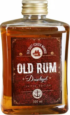 Produktbild von Old Rum Duschgel mit Rum Aroma Duft – Lustiges Männergeschenk in Flachmann-Optik - Geschenk für Männer 300 ml