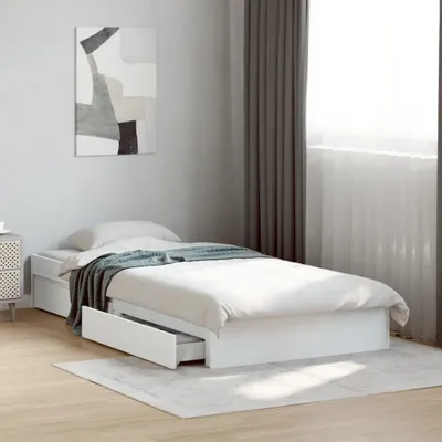 Produktbild von vidaXL Rám postele se zásuvkami bílý 90x200 cm materiál na bázi dřeva