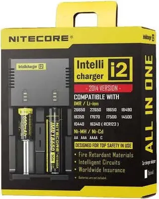 Zdjęcie produktu dla Nitecore NEW i2, Litowo-elazowo-fosforanowy (LiFePO4), Litowo-jonowa (Li-Ion), Niklowo-metalowo-wodorkowa (NiMH), AA, AAA, AAAA, C, D
