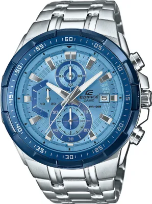 A close-up, studio shot of a Casio Edifice watch.