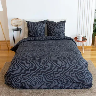 Produktbild von sweeek - Wendebettwäsche aus Baumwolle mit Zebradruck, 2 Plätze, schwarz