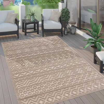 Produktbild von Outdoor Teppich wetterfest Boho & Skandi 3D-Optik für Terrasse, Balkon & Garten Grösse 60x100 cm