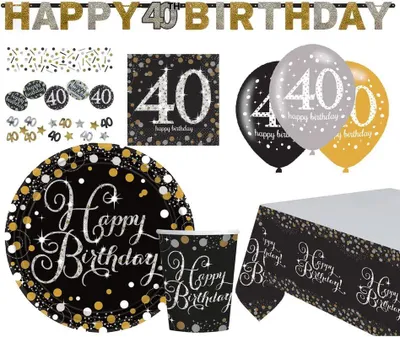 Produktbild von Zahl 40 Sparkling Celebrations Gold Partyset 41-teilig