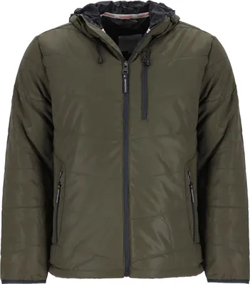 Produktbild von Coastguard Herren Jacke reflektierend und wattiert - Unifarbene Kurzjacke mit angeschnittener Kapuze in Oliv Größe XXL