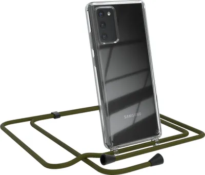 Produktbild von EAZY CASE Handykette kompatibel mit Samsung Galaxy Note 20 / Note 20 5G, Handyhülle mit Umhängeband, Handykordel, Schutzhülle Clear, Band in Grün