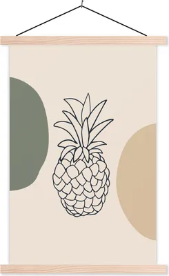 Produktbild von MuchoWow® Textilposter Obst - Ananas - Pastell 60x90 cm mit holzfarbenen Rahmen - Textil