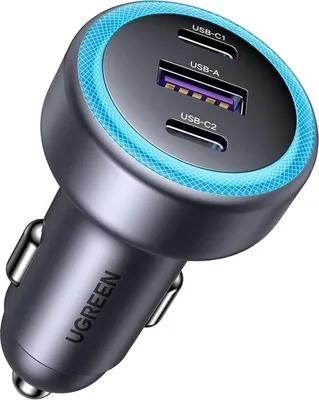Zdjęcie produktu dla Ładowarka Samochodowa Ugreen Ec307, Usb + 2X Usb-C, 30W (Czarna)