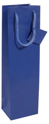 Produktbild von SIGEL GT505 Geschenktasche Flasche - ultramarinblau - matt - mit Bodeneinlage und Geschenkanhänger - Papier - 10 x 35 cm