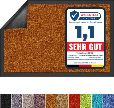 Schmutzfangmatte Rhine waschbare & leistungsstarke Fußmatte Brown 60x90 cm