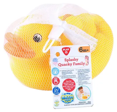 Immagine prodotto di Gioco da bagno famiglia di anatre spruzzanti 4 pezzi giallo