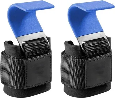 Productafbeelding van Fitness optrekhulp set van 2 - nylon metalen haken - meer gripkracht - ideale ondersteuning voor deadlift