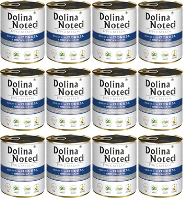 Produktbild von Dolina Noteci Premium Nassfutter für Hunde in Dosen mit Kabeljau und Brokkoli Glutenfrei 12 x 800g