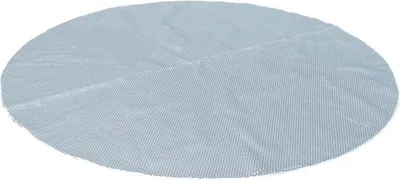 A round, light blue mat with a textured pattern, likely a pool cover or mat.