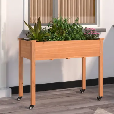 Produktbild von CLORIS Pflanzkübel mit Einsatz und Rollen Braun 118x59x80cm Tannenholz - Beete LL0000206200