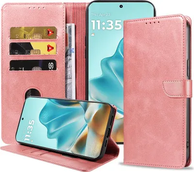 Produktbild von Geeignet für Motorola Edge 60 Fusion Handytasche Kunstleder mit magnetischer Lippe und Kartenhalter Book Case mit Klappe - Wallet Case mit Kartenfach - Pink Gold - Smartphonica
