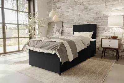Produktbild von 99rooms Kira Mini Boxspringbett Cordstoff POSO Schwarz 90x200 cm