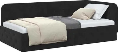 Zdjęcie produktu dla Rama łóżka narożnego Czarny 90 x 200 cm Aksamit