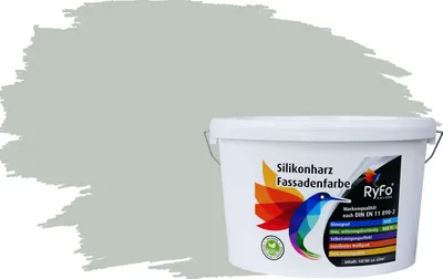 Produktbild von RyFo Colors Silikonharz Fassadenfarbe Lotuseffekt Trend Graugrün 10l  - bunte Fassadenfarbe, weitere Grün Farbtöne und Größen erhältlich, Deckkraft Klasse 1