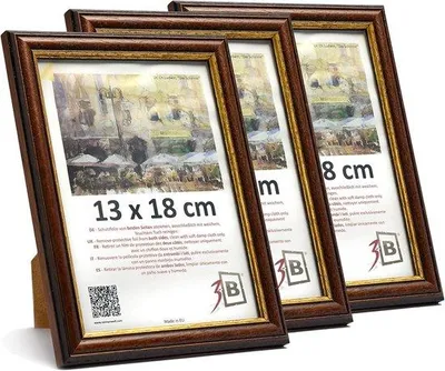 Zdjęcie produktu dla Zestaw drewnianych ramek do zdjęć – ciemnobrązowe – 3 sztuki – 13 x 18 cm – drewno