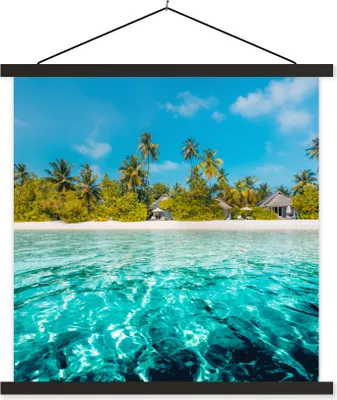 Produktbild von MuchoWow® Textilposter Strand - Palmen - Meer 40x40 cm mit schwarzem Rahmen - Fotos