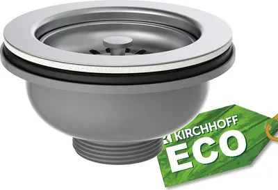 Obrázek produktu pro KIRCHHOFF košový ventil ECO-Save, nerezový odtokový koš do kuchyně, sítko do dřezu, odtokový ventil bez přepadu, chrom