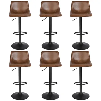 Produktbild von 6er Set Barhocker 360° drehbar höhenverstellbar gepolsterter Barstuhl mit Rückenlehne und Fußstütze