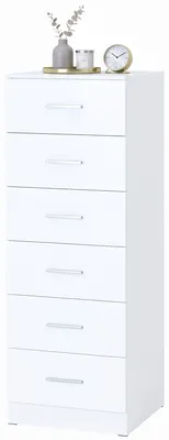 Produktbild von HOMCOM Kommode mit 6 Schubladen, 40 x 40 x 110 cm, Weiß in Holzoptik
