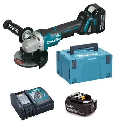 Image de Meuleuse 18V 125mm + 2 batteries 5Ah + chargeur rapide + coffret MAKPAC - MAKITA - DGA508RTJ