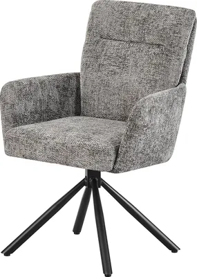 Produktbild von home24 Armlehnenstuhl - Strukturstoff / Eisen - Grau / Schwarz