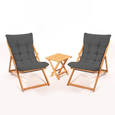Produktbild von Skye Decor, My005 - Grey, Gartentisch- und Stühle-Set (3-teilig), 100 % BUCHENHOLZ, Grau, 40 x 40 x 40 cm