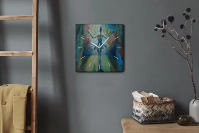 Produktbild von Coloray Hodiny Unikátní 30x30 cm  Tiché hodiny Pro obývací pokoj a kuchyň Nástěnné hodiny Plátno Bílé ručičky hodin - Baletní tanečníci