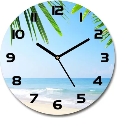 Produktbild von Wanduhr aus Glas 30fi Glasbild Glasuhr Gehärtetes Glas - schwarze-zeiger - Tropical beach