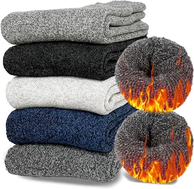 Produktbild von Thermo-Socken für Herren – 5 Paar – warme Woll-Wintersocken – Größe 39-45