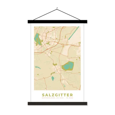 Produktbild von MuchoWow® Textilposter Vintage - Stadtplan - Salzgitter - Karte 60x90 cm mit schwarzem Rahmen - Poster Wohnzimmer