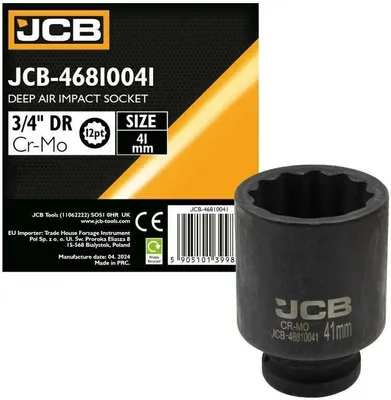Immagine prodotto di Presa esagonale JCB, 3/4", 41 mm, per avvitatore a impulsi, presa a impulsi profonda, presa a impatto