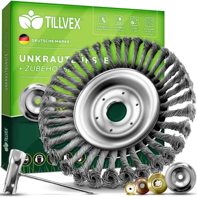 Produktbild von Unkrautbürste Unkrautbesen Fugenbürste - Stahldraht - 36 Borsten - Für Motorsense - 25,4 und 20 mm Aufnahme