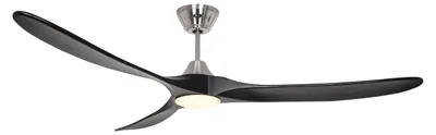 Produktbild von Energiespar Deckenventilator mit LED Beleuchtung und Fernbedienung Eco Genuino-L Chrom gebürstet / Matt Schwarz 180 cm