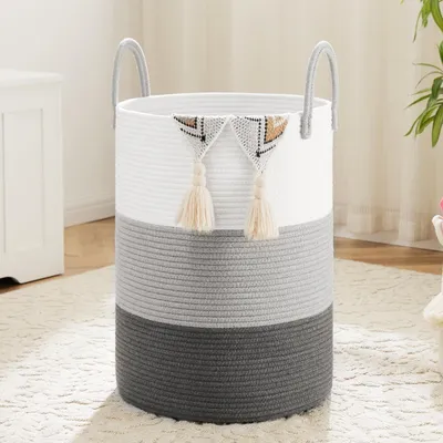Produktbild von 60L Baumwollgewebter Wäschekorb mit Griff