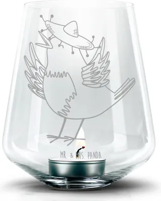 Produktbild von Mr. & Mrs. Panda Laterne Rabe Sombrero - Transparent - Geschenk, Vogel, glücklich sein, Lustige Sprüche, Kerzenhalter, Motivation, Windlicht Glas, Vögel, Elster, Deko