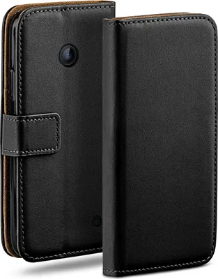 Produktbild von moex® Book Case kompatibel mit Nokia Lumia 630 / 635 - Hülle 360 Grad klappbar, Schwarz