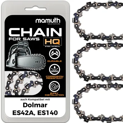 Zdjęcie produktu dla 3 łańcuchy do piły łańcuchowej, długość 40 cm, grubość ogniwa 1,3 mm, krok 3/8", typ 56 TG, przeznaczone do pilarek Dolmar ES42A, ES140