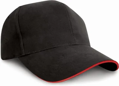 Immagine prodotto di Result Headwear RC025P | Berretto / Cappello in cotone pesante Pro-Style - Colore: Nero/Rosso - Taglia: Unica