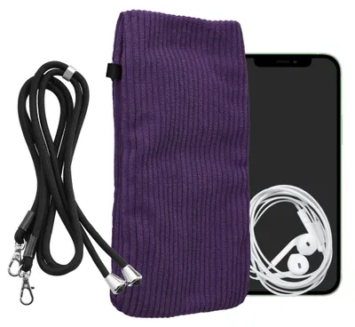 Produktbild von kwmobile Handytasche für Smartphones XXL - 7" Handy Tasche - Cord Handy Hülle Violett mit Kordel - Tasche mit Handykette 17,7 x 9 cm Innenmaße