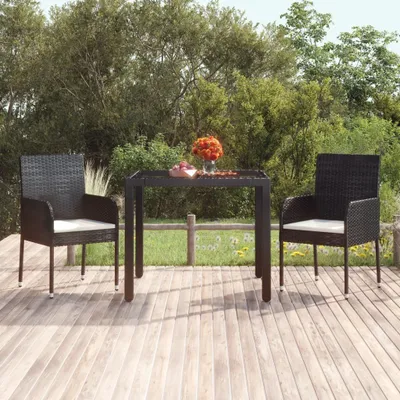 Produktbild von Möbel Gartentisch mit Glasplatte Schwarz 90x90x75 cm Poly Rattan - Gartentische 319895